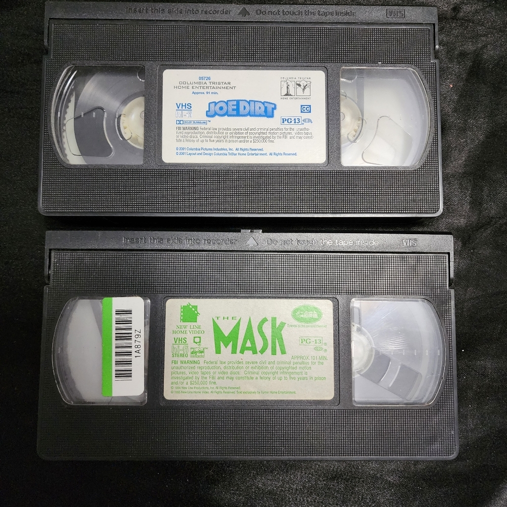 Vintage VHS Tapes - Joe Dirt and The Mask No Sleeve